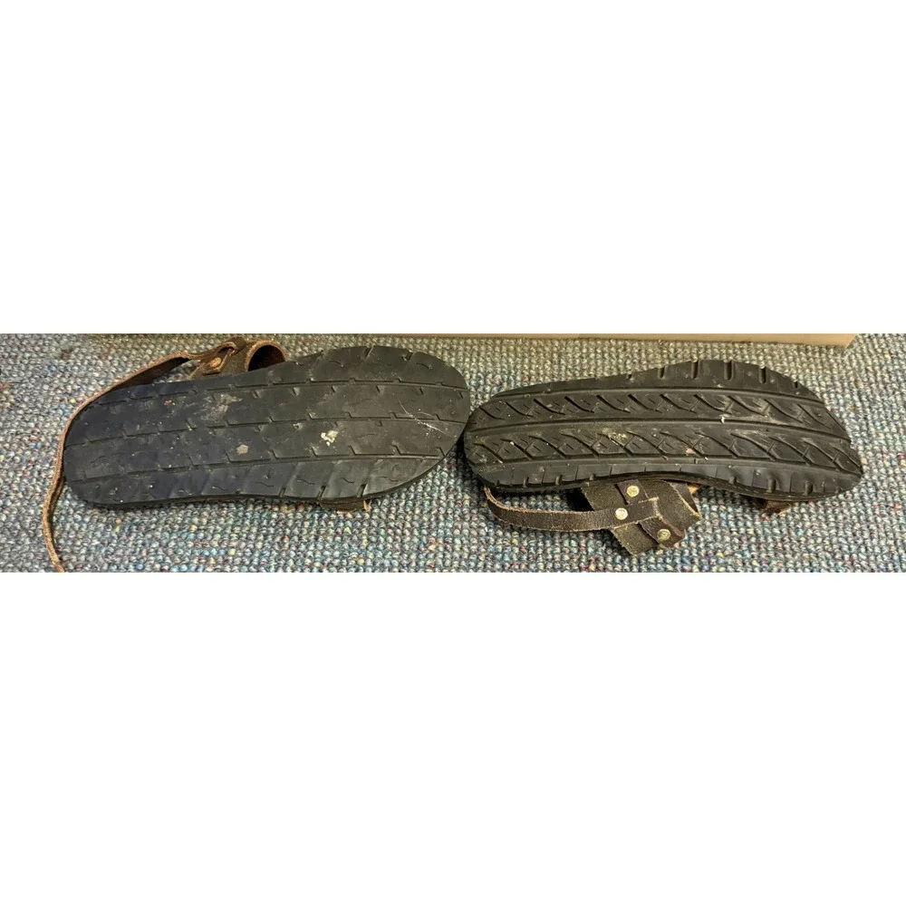 Als Attire San Francisco Handmade Leather Tire Tread Sandals Brown Mens 11/12